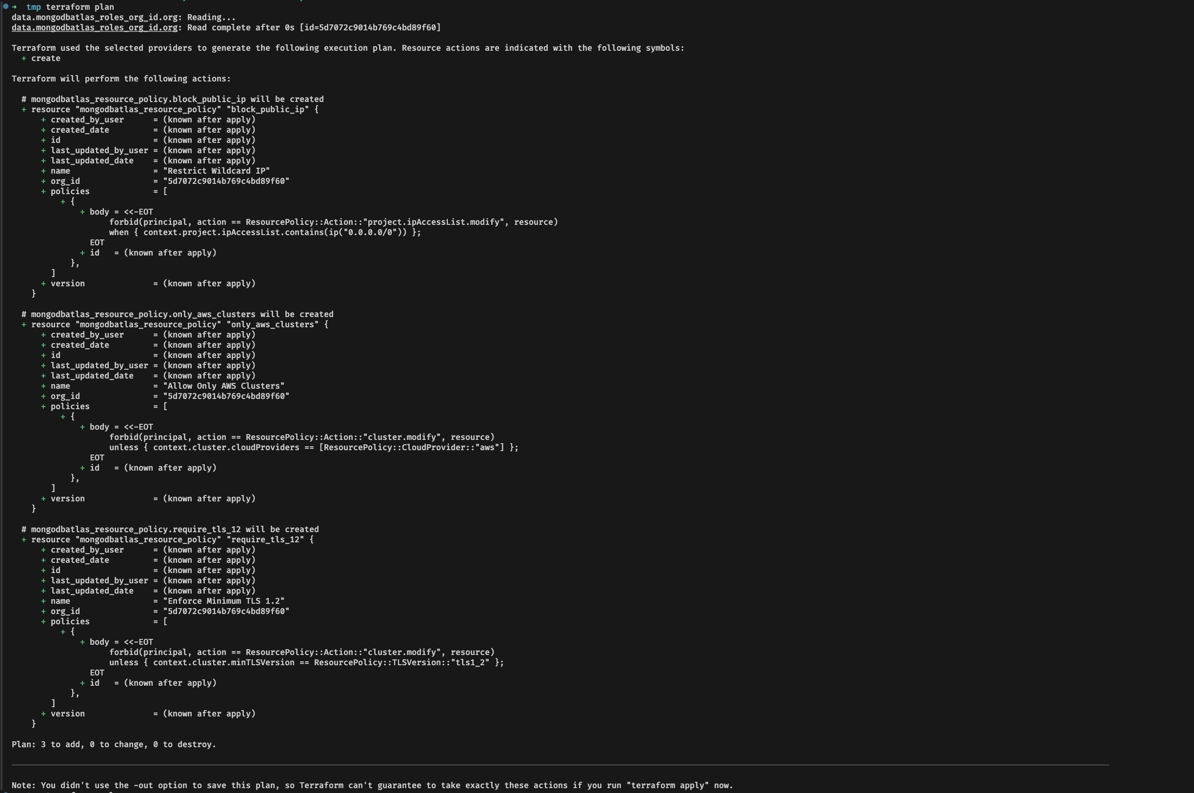 Aplicação das Resource Policies via Terraform